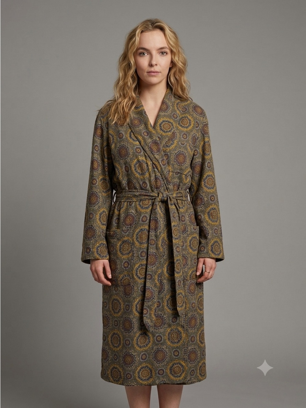 Vintage Viyella Wool Blend Housecoat Robe - Small 🇬🇧